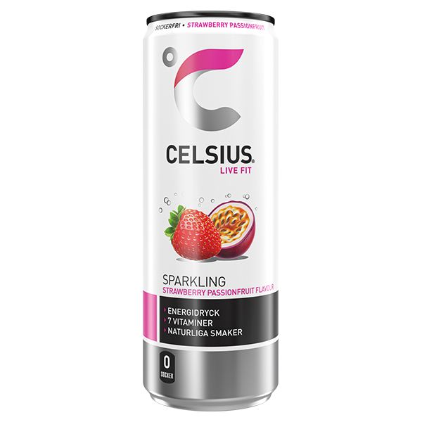 Celsius Strawberry Passion 355ml | Default Start Page - Alla kategorier - Nyheter - Nyheter 2026 - Dryck - Nyheter 2026 | Gottegrisen