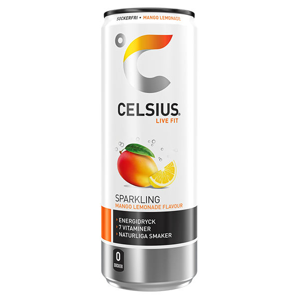 Celsius Mango Lemonade 355ml | Default Start Page - Alla kategorier - Nyheter - Nyheter 2026 - Dryck - Nyheter 2026 | Gottegrisen