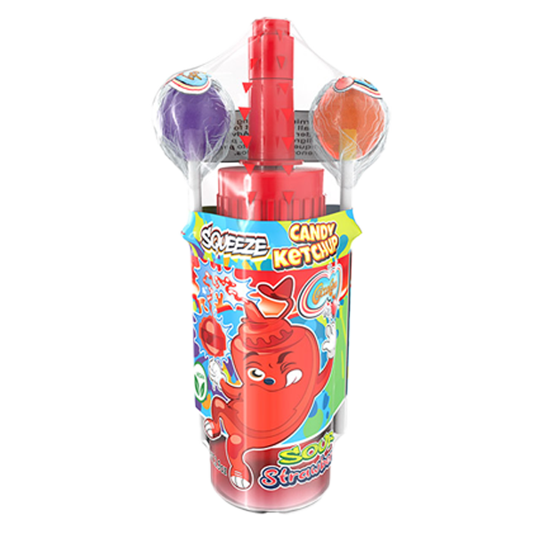 Squeeze Candy Ketchup w. Lollipop 83g | Default Start Page - Alla kategorier - Godis - Påsar & Stycksaker - Roliga Stycksaker | Gottegrisen