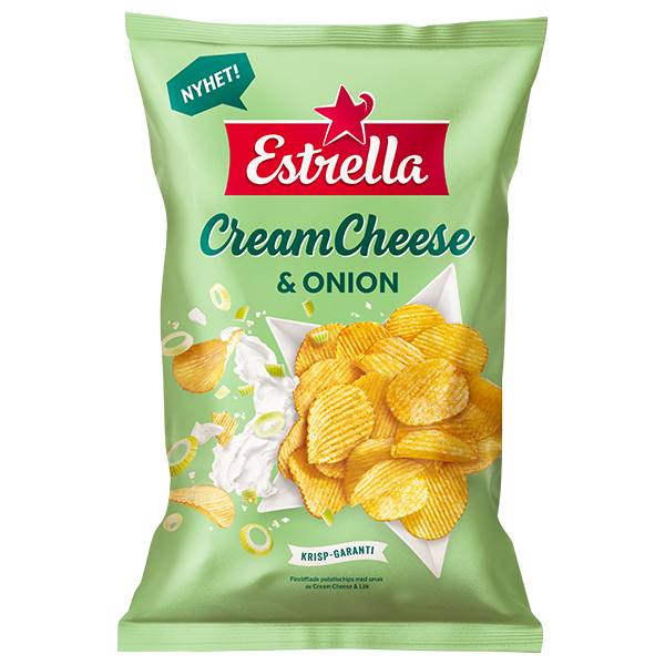 Estrella Cream Cheese & Onion 175g | Default Start Page - Alla kategorier - Nyheter - Nyheter 2024 - Snacks - Nyheter 2024 | Gottegrisen