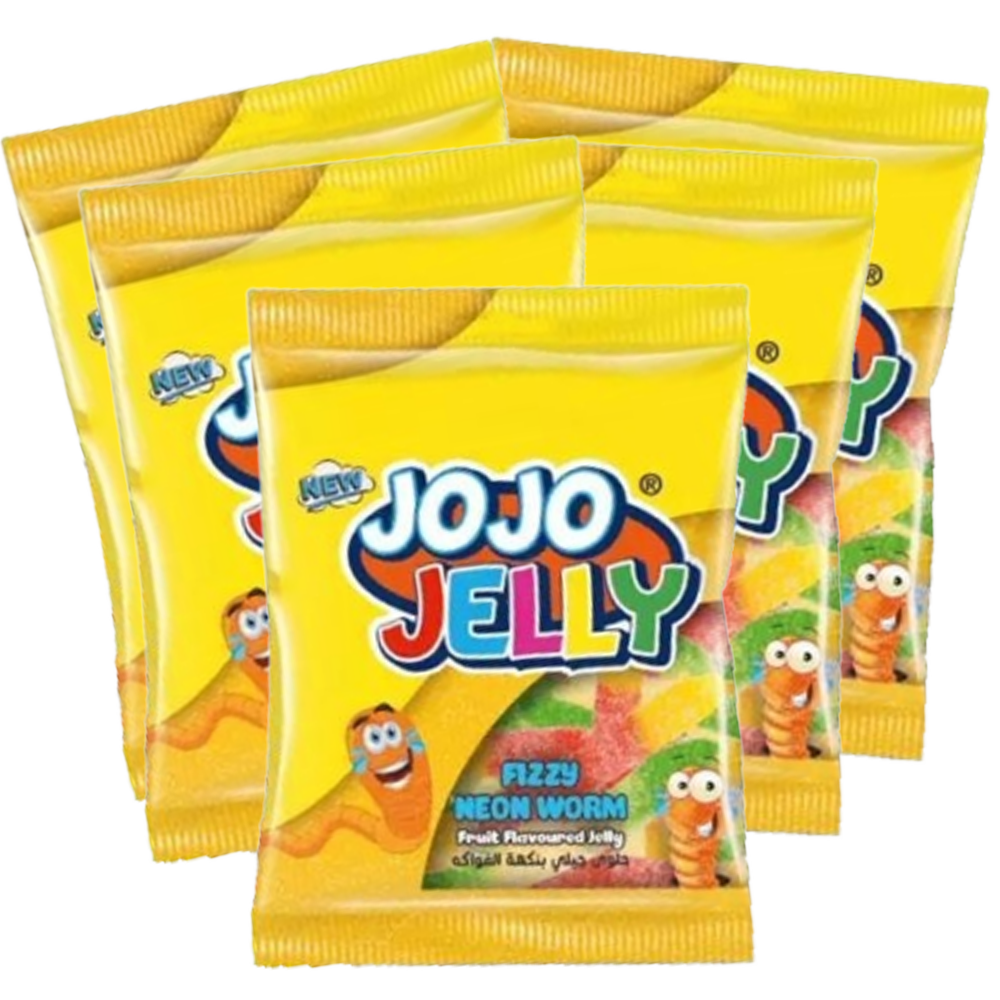 5st - Jelly Fizzy Neon Worms 20g | Default Start Page - Alla kategorier - Godis - Påsar & Stycksaker | Gottegrisen
