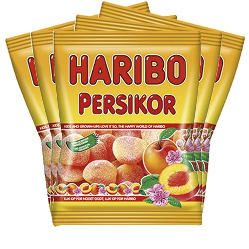 5st - Persikor 80g | Default Start Page - Alla kategorier - Godis - Påsar & Stycksaker - Godispåsar | Gottegrisen