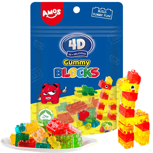 Amos 4D Fruit Gummy Blocks 72g |  | Gottegrisen