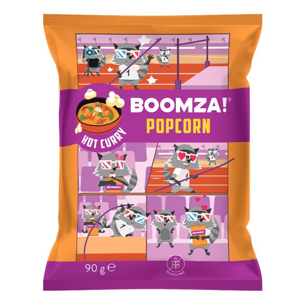 BOOMZA! Popcorn Hot Curry 90g | Default Start Page - Alla kategorier - Nyheter - Nyheter 2025 - Snacks - Nyheter 2025 | Gottegrisen
