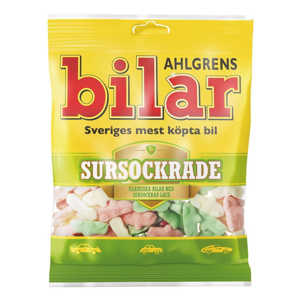 AHLGRENS BILAR SURSOCKRADE 100G | Default Start Page - Alla kategorier - Godis - Påsar & Stycksaker - Godispåsar | Gottegrisen
