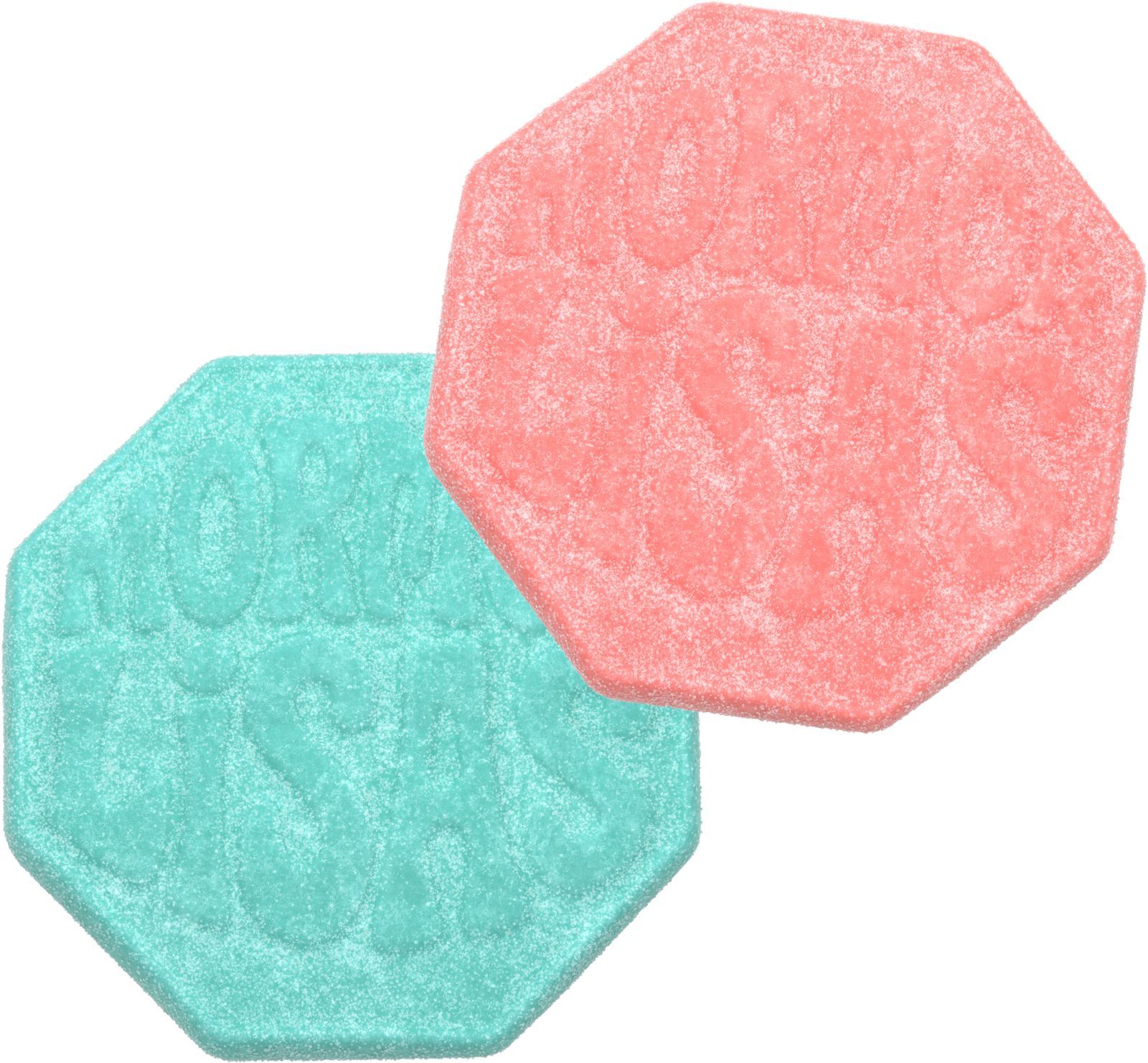 Två Badge Sour Fizzy från Mormor Lisas