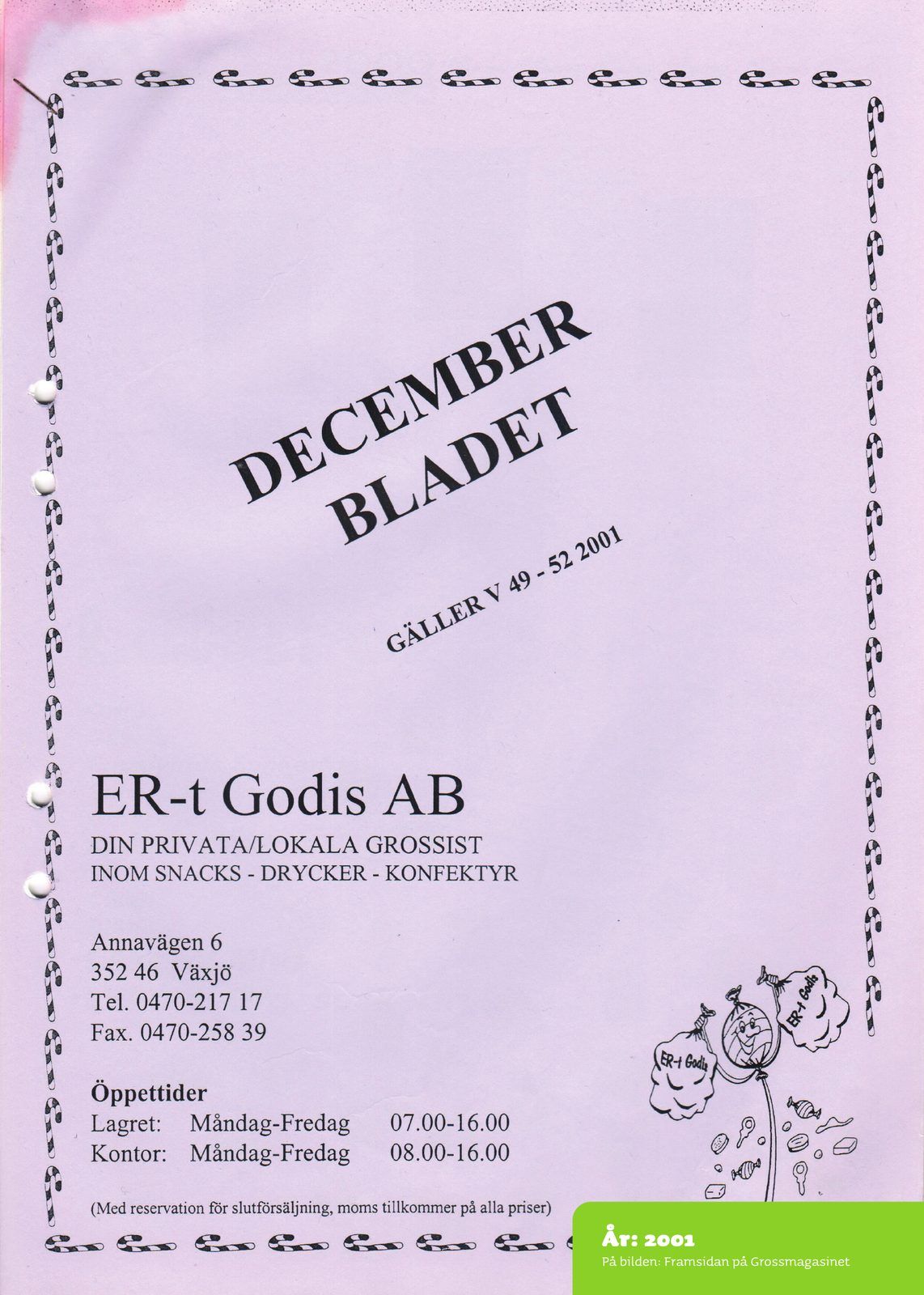 Framsidan på Grossmagasinet, decemberbladet 2001