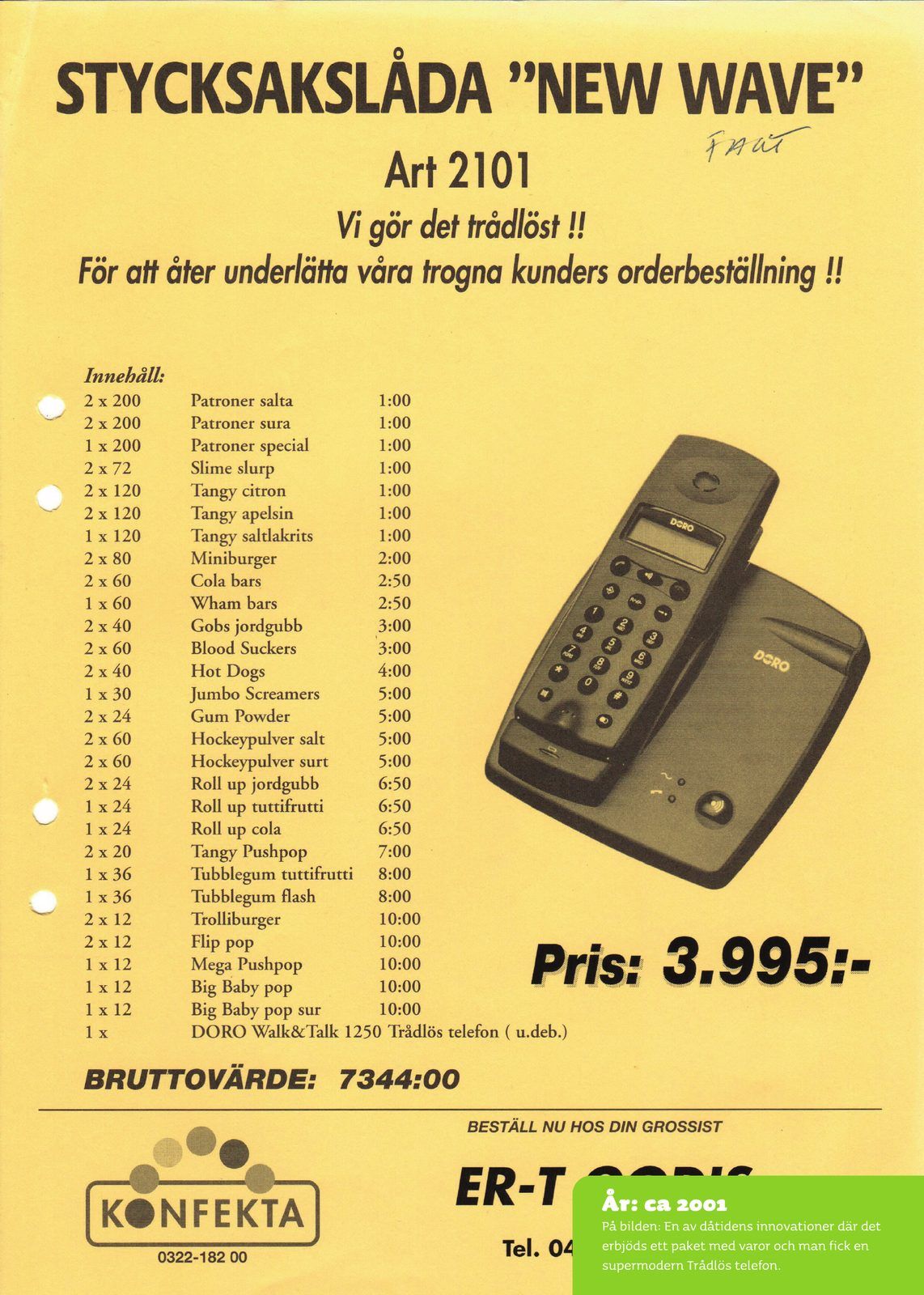 Erbjudande på stycksakslådan New Wave med trådlös telefon