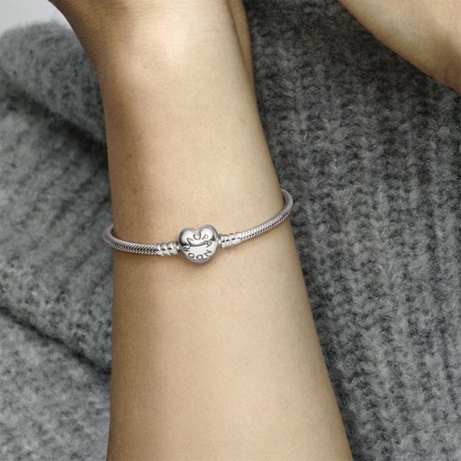 Armband i äkta silver med hjärtlås 18 cm