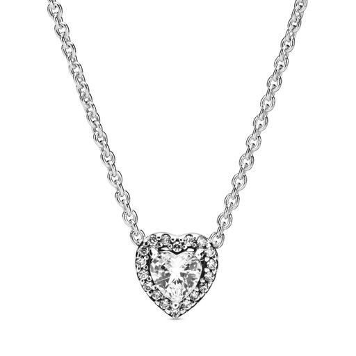 Hjärtformat halsband i äkta silver med halo