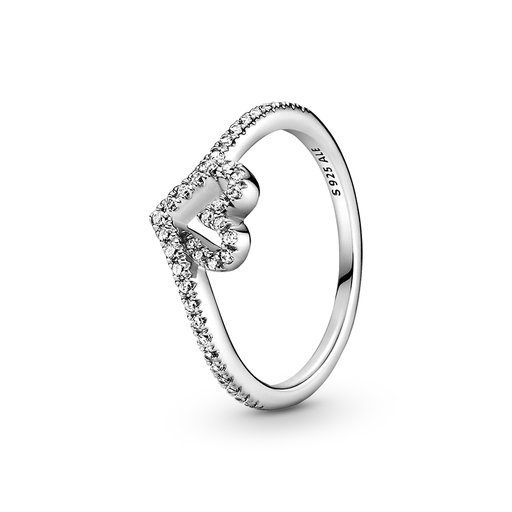 Wishbone-ring i äkta silver med hjärta