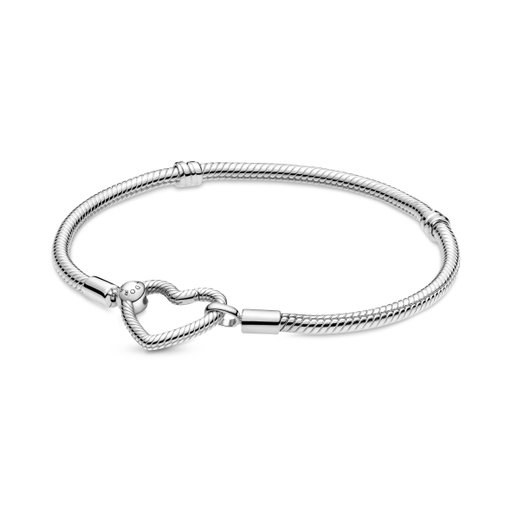 Armband i äkta silver med hjärta 19 cm