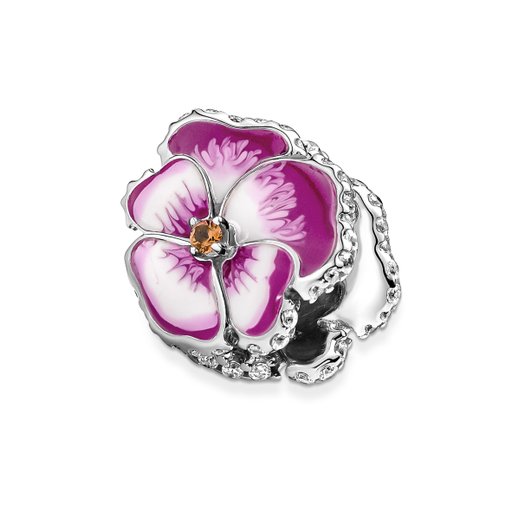 Berlock i äkta silver med rosa blomma