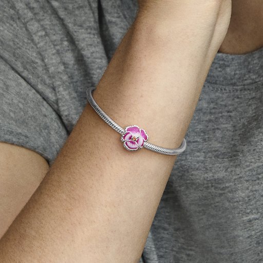 Berlock i äkta silver med rosa blomma