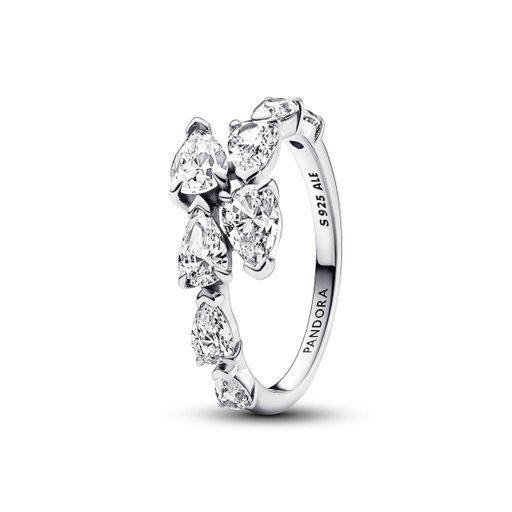 Ring i äkta silver med droppformade stenar