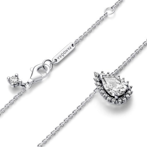 Halsband i äkta silver med droppformad sten