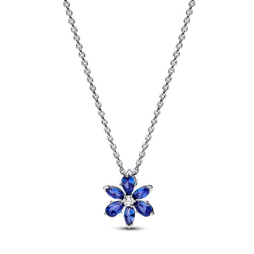 Halsband i äkta silver med blå blomma