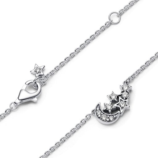 Halsband i äkta silver med måne och stjärna
