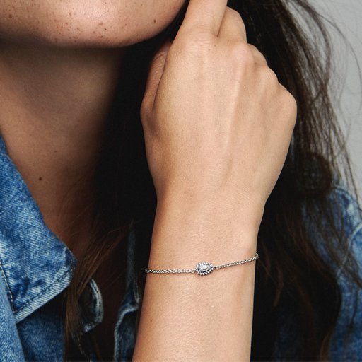 Armband i äkta silver med halo 18 cm