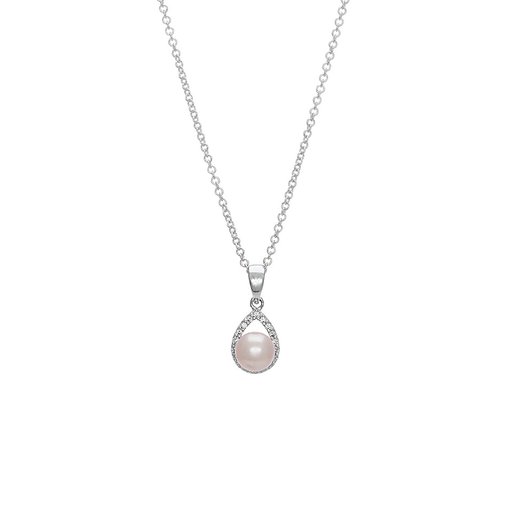Halsband i äkta silver med rosa sötvattenspärla
