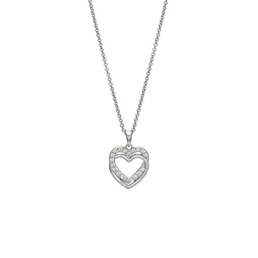 Halsband i äkta silver med dubbla hjärtan