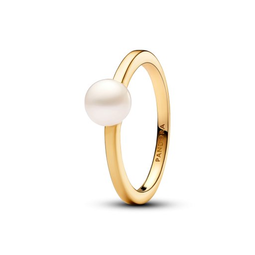 Förgylld ring med pärla