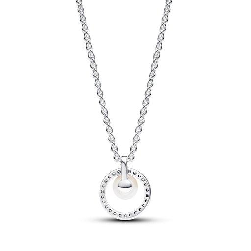 Halsband i äkta silver med pärla och cirkel
