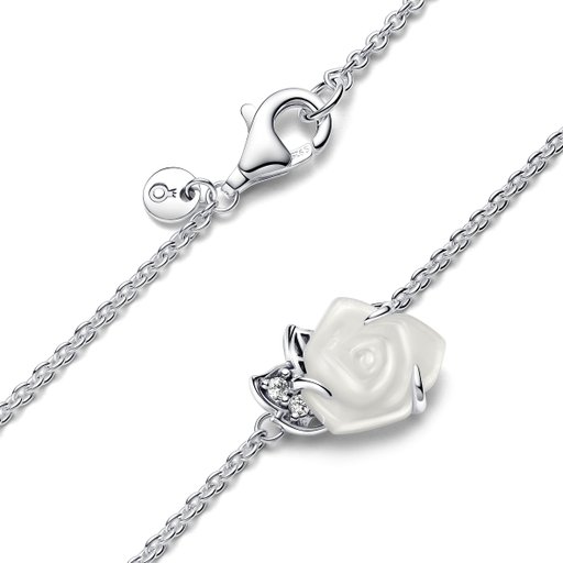 Halsband i äkta silver med ros