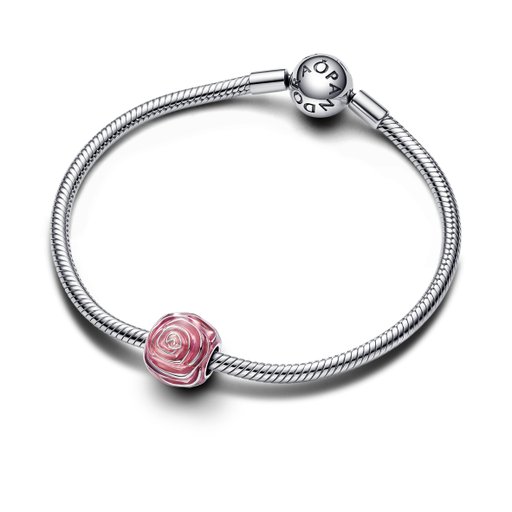Berlock i äkta silver med rosa ros