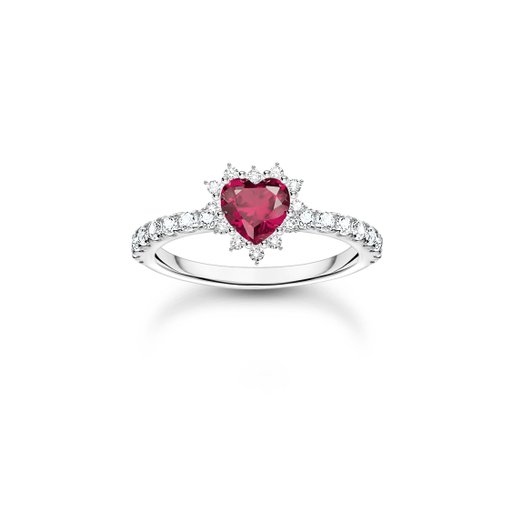 Ring i äkta silver hjärtformad med kubisk zirkonia