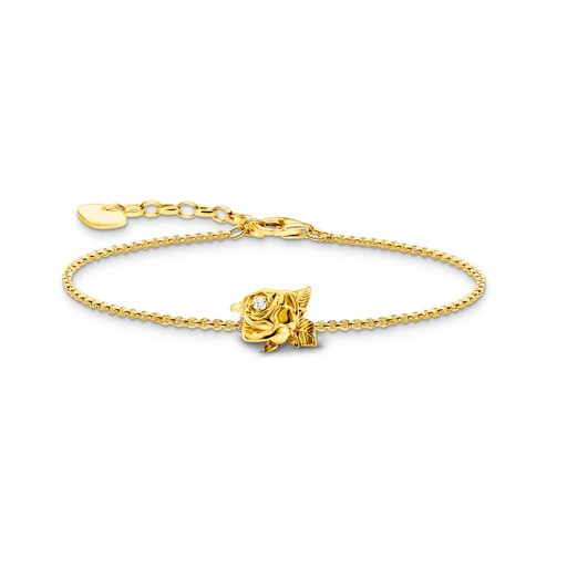 Armband i äkta silver med ros och kubisk zirkonia