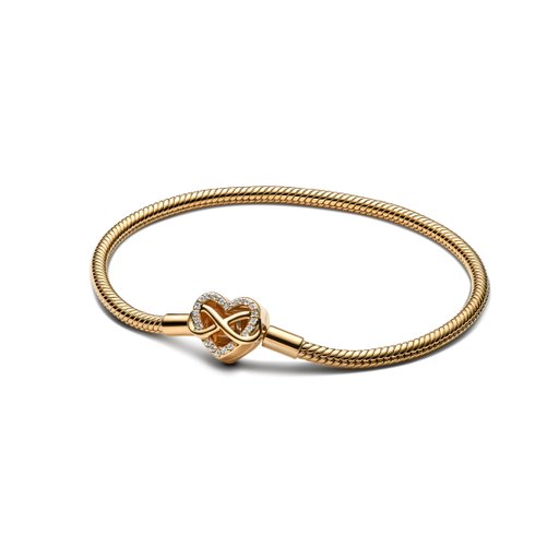 Förgyllt armband med hjärtlås 17cm