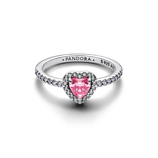 Ring i äkta silver med rosa hjärta