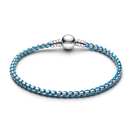 Armband i äkta silver med blå tråd 18cm