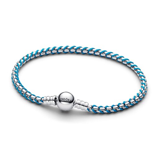 Armband i äkta silver med blå tråd 18cm