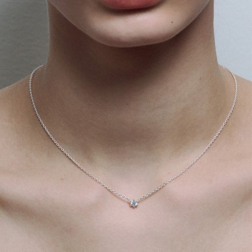Halsband i äkta silver med rund sten