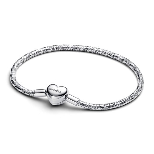 Armband i äkta silver med hjärtlås 19 cm