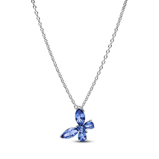 Halsband i äkta silver med blå fjäril
