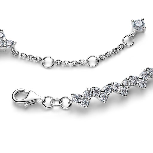Armband i äkta silver med hjärtan 18 cm