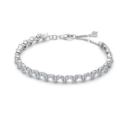 Armband i äkta silver med hjärtan 18 cm
