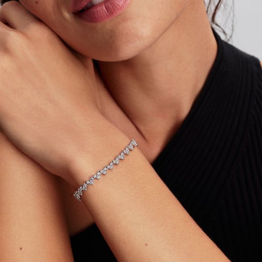 Armband i äkta silver med hjärtan 18 cm