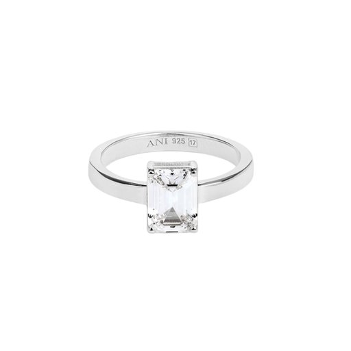 Ring i äkta silver med rektangulär sten