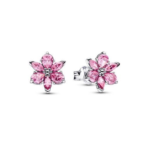 Örhängen i äkta silver med rosa blommor