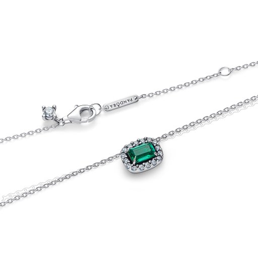 Halsband i äkta silver med grön sten
