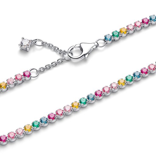 Tennisarmband i äkta silver med färgade stenar 20 cm