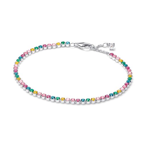 Tennisarmband i äkta silver med färgade stenar 20 cm