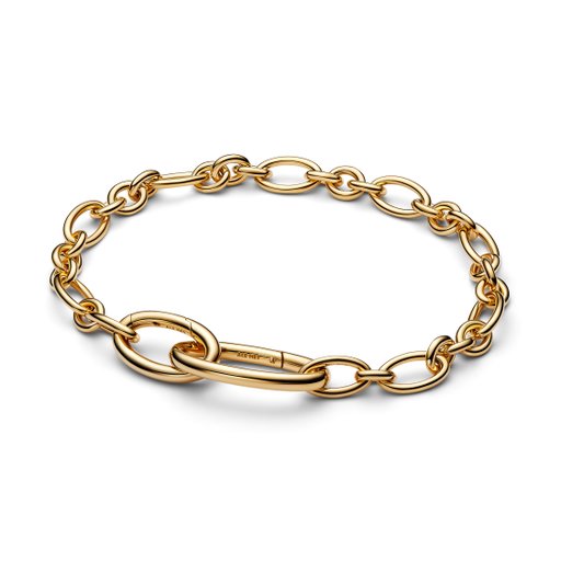 Förgyllt armband med ovala länkar 16 cm
