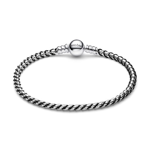 Armband i äkta silver med svart textilsnöre 17 cm