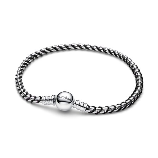 Armband i äkta silver med svart textilsnöre 17 cm