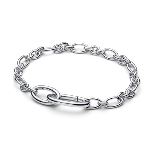 Armband i äkta silver med ovala länkar 17,5 cm